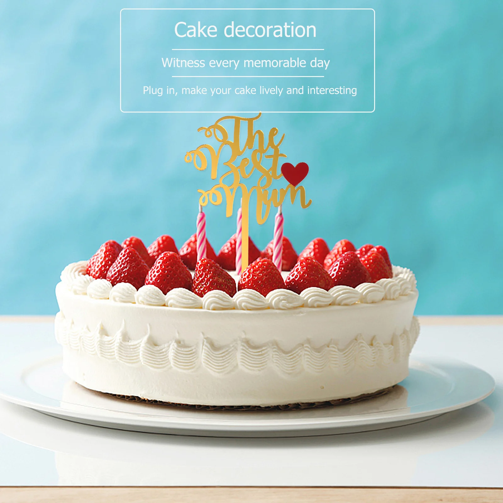 

10Pcs Acrylic Cake Topper Mother's Day Creative Cake Inserts Ornament for Mom Birthday Party Cupcake Ornaments