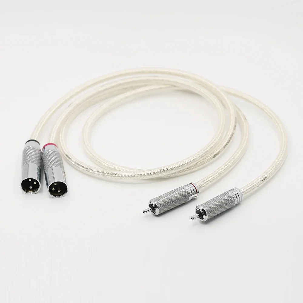 

Пара посеребренных кабелей OFC RCA Аналоговый кабель из углеродного волокна 2RCA до 2XLR штекер Аудиофильский аудиокабель