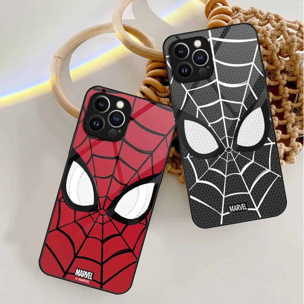 S-SpidermanS Phone Case Tempered Glass For IPhone 15 14 11 12 13 Pro XS Max Plus Mini X XR 8 7 6s SE2020 Cover