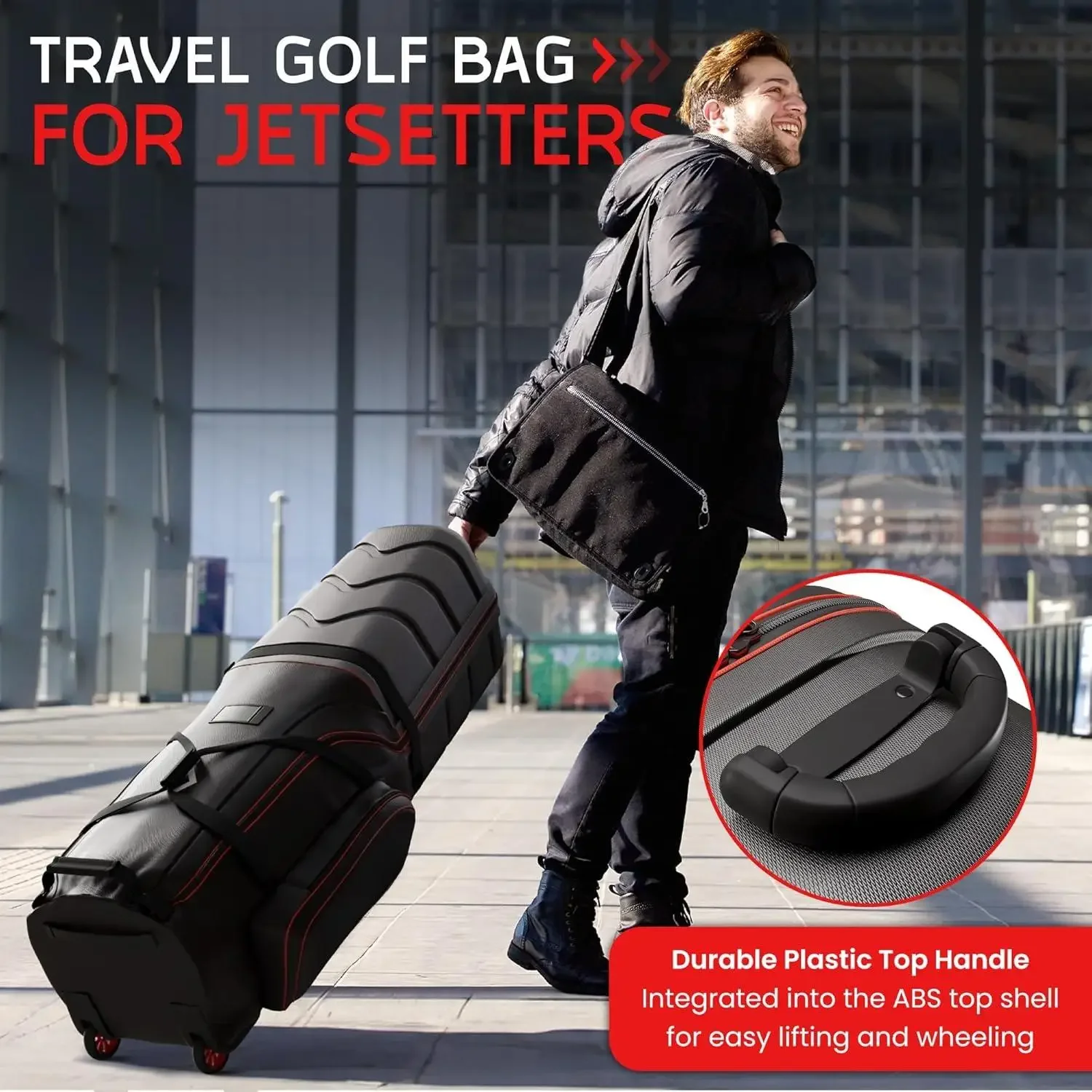 Sac de voyage à roulettes – Mallette de club durable avec coque supérieure en ABS, cadenas TSA, coussin intérieur et tige de support – Sac pour hommes,