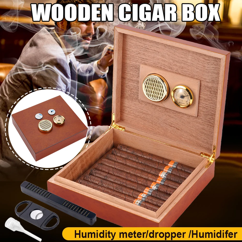 

Cedar Wood Moisturizing Cigar Cigarette Box Portable Mini 20 Count Cigar boxes Cedar Wood Cigar Moisturizing Box Moisture Meter