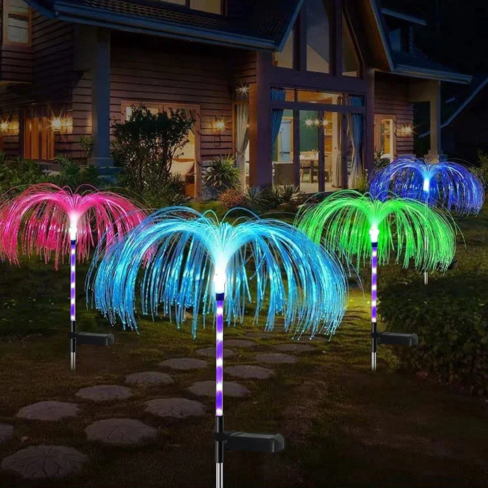 

D5 1pc Solar Lamp Jellyfish Lights 7 Color Changing Solar Flowers Lights Solar Garden Lights Solar Fiber Optic Lights for Patio