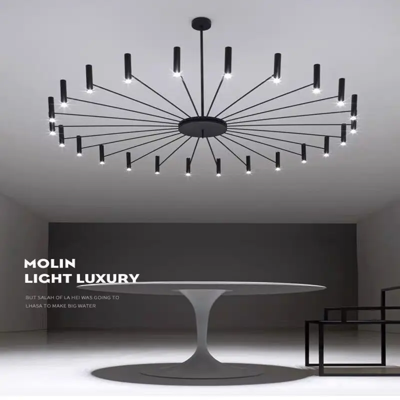 Modern Spotlights Ceiling Chandelier Metal Black for Living Dining Room Bedroom Cafes Hall Pendant Lamp Indoor Luster Luminaires