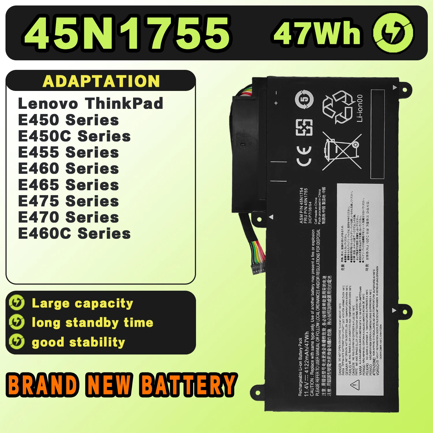 

Аккумулятор для ноутбуков Lenovo ThinkPad 45N1755 45N1752 45N1756 45N1753 45N1757 45N1754 E450 E450C E455 E460 E460C