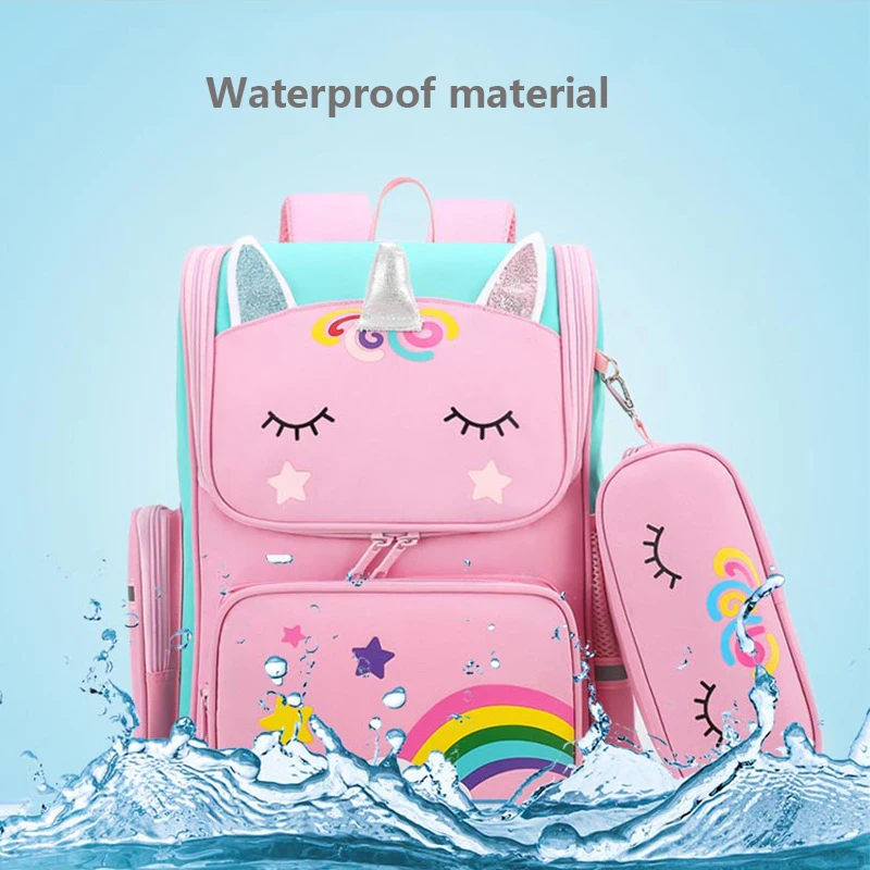 Cartoon Unicorn School Bags Wheeled Backpack for girls Trolley Bag with Wheels Student Kids Rolling Backpack Trolley Bag