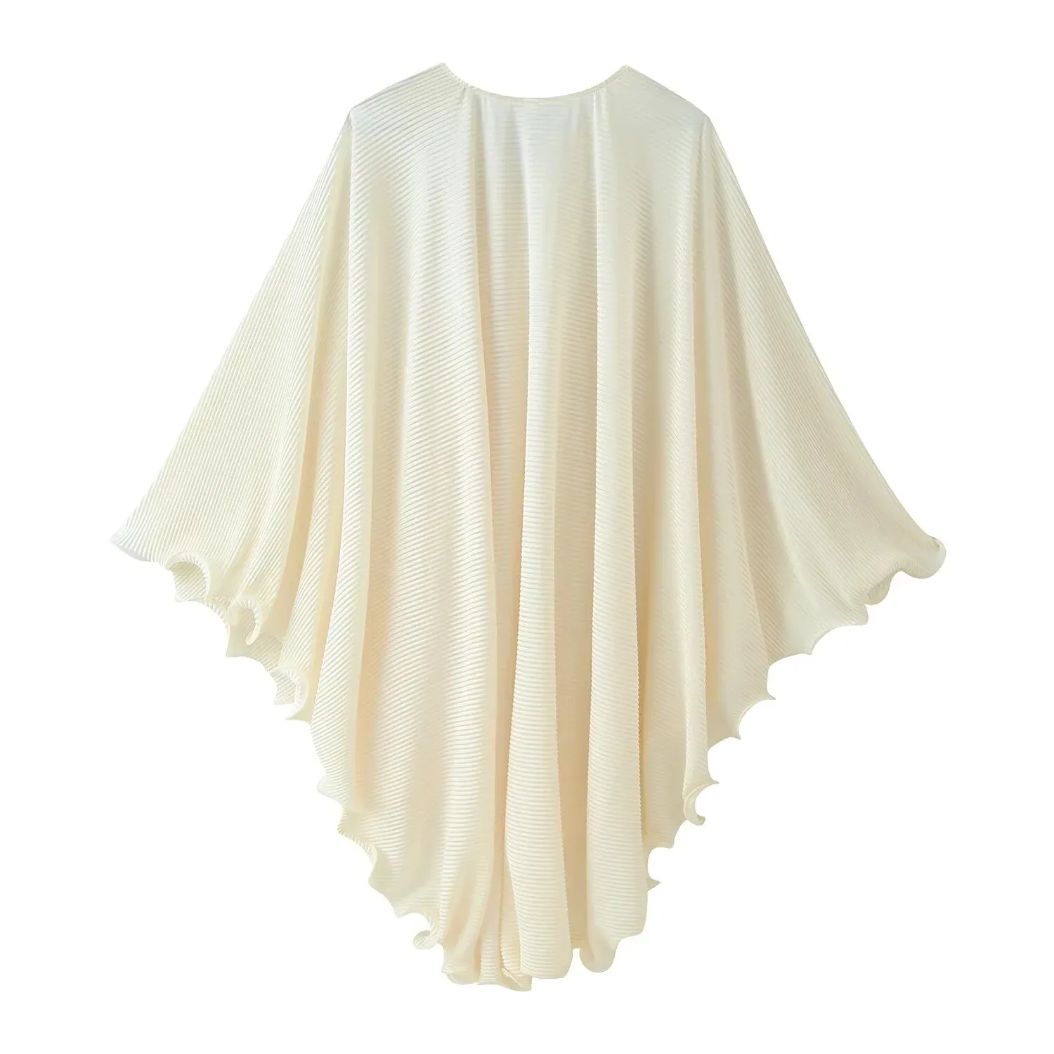 2026 new summer design, pressed pleats, irregular hem, elegant loose brooch embellished cape-style cloak