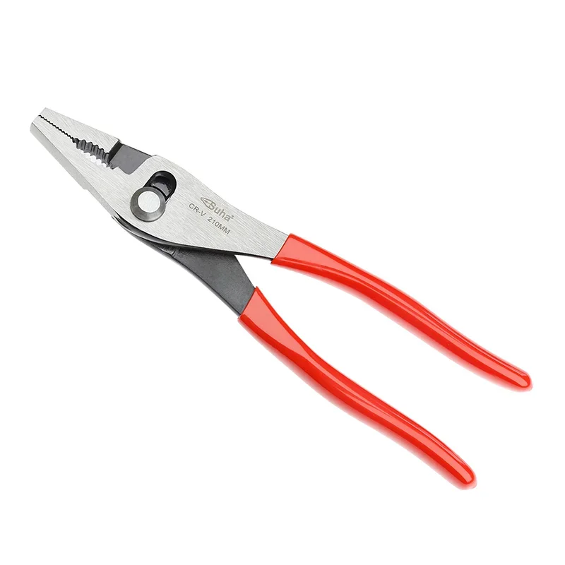 8 Inch SUHA Multi Function Slip Joint Pliers CR-V Alloy Steel 360° Serrated Jaw Auto Rebound Red Handle Adjustable Clamp