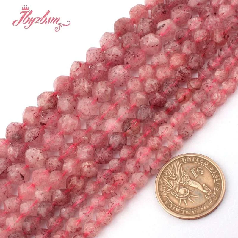 6/8/10mm Faceted Strawberry Quartz Bead Natural Stone Beads For DIY Necklace Bracelats Earrings Jewelry Making 15\