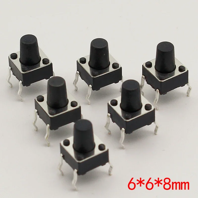 50pcs/lot 6x6x8MM 4PIN G93 Tactile Tact Push Button Micro Switch Direct Self-Reset DIP Top Copper