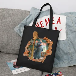 Ratatouille Cartoon Large Capacity Canvas Shoulder Bag Women's Casual Tote Bag Kids Student Handbag Shopping Bag