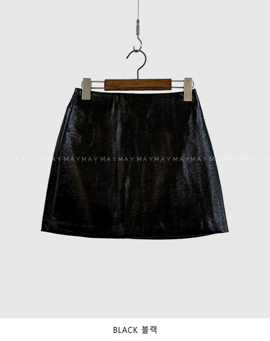 

Gagarich Retro Western Solid PU Leather Bag Hip Half Body Autumn Winter High Waist Concealing Span Versatile A-line Short Skirt