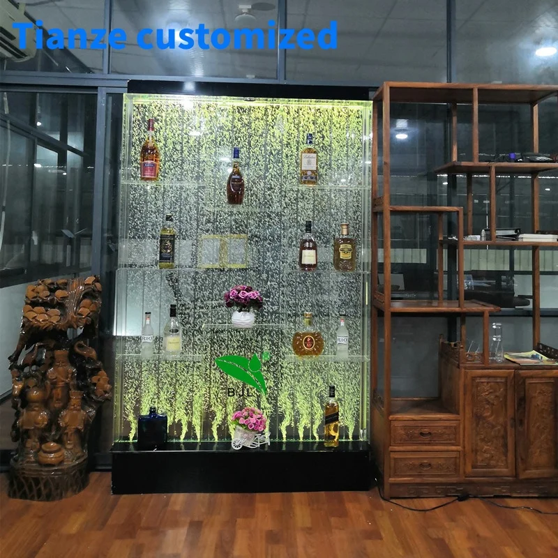 

(Customized) new design modern home LED lighting water bubble wall bar wine cabinet