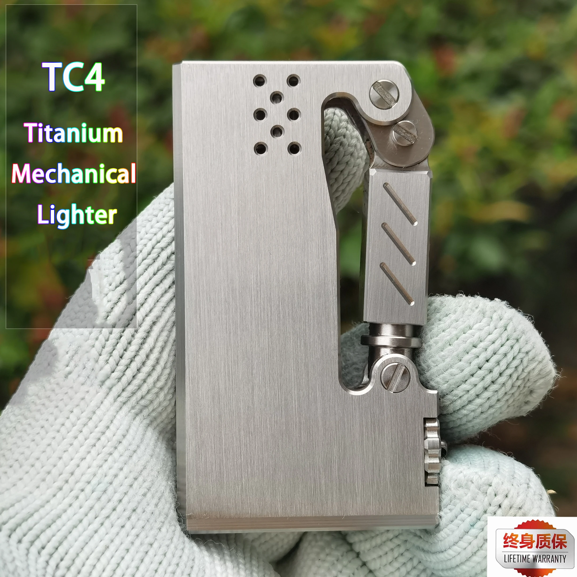 Titanium&Stainless Steel Manual Ejection Windproof Retro Mechanical Kerosene Lighter With Spare Oil Tank CNC Precision