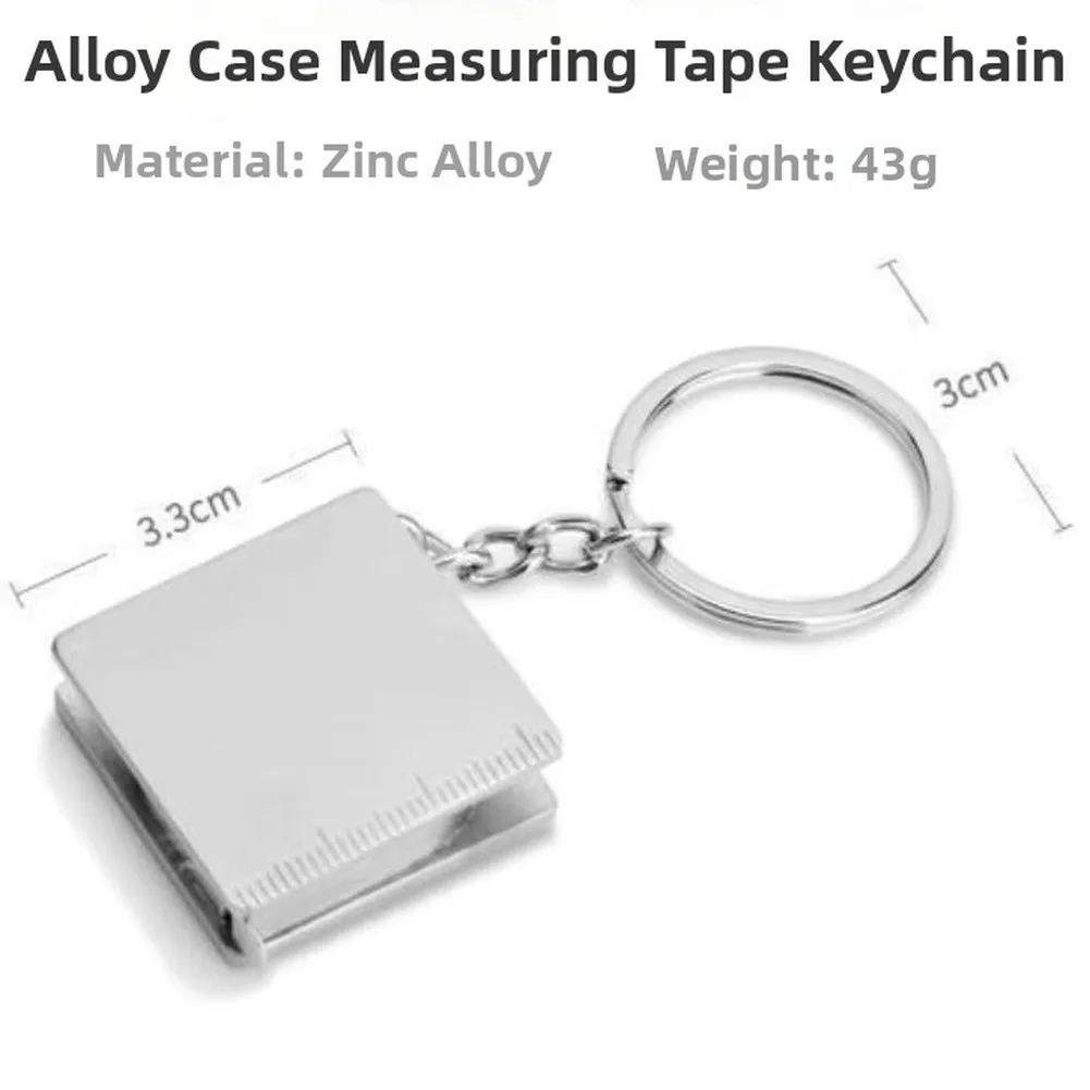  2pcs Tape Measure Keychain Small Measuring Tape Metal Square Retractable Key Chain Tapes Portable Key Ring Retractable Ruler