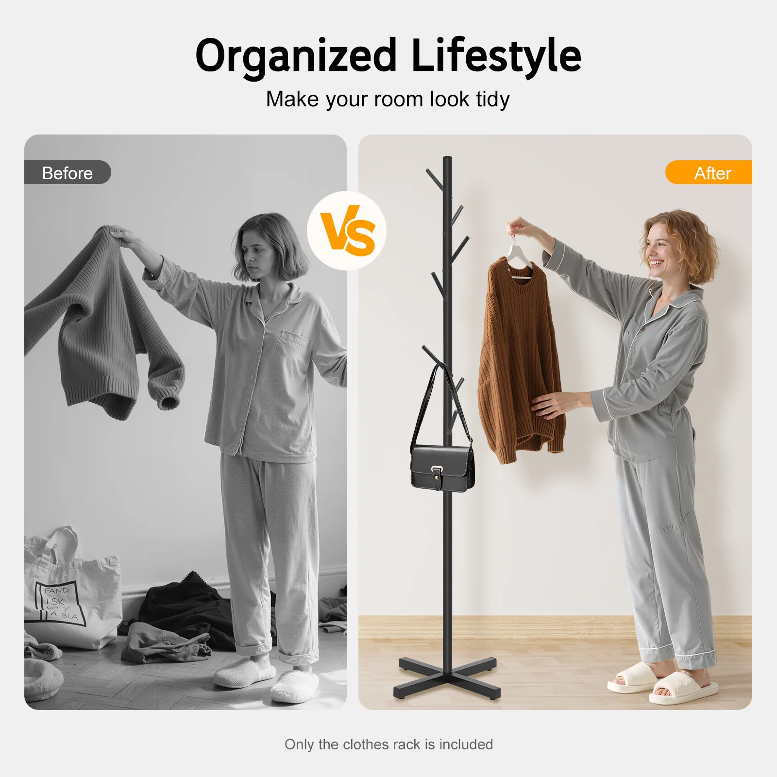 Cabide de galhos de árvores, suporte de casaco preto espesso, base em forma de cruz, tamanho compacto, grande capacidade de 2205 libras, com 7 ganchos