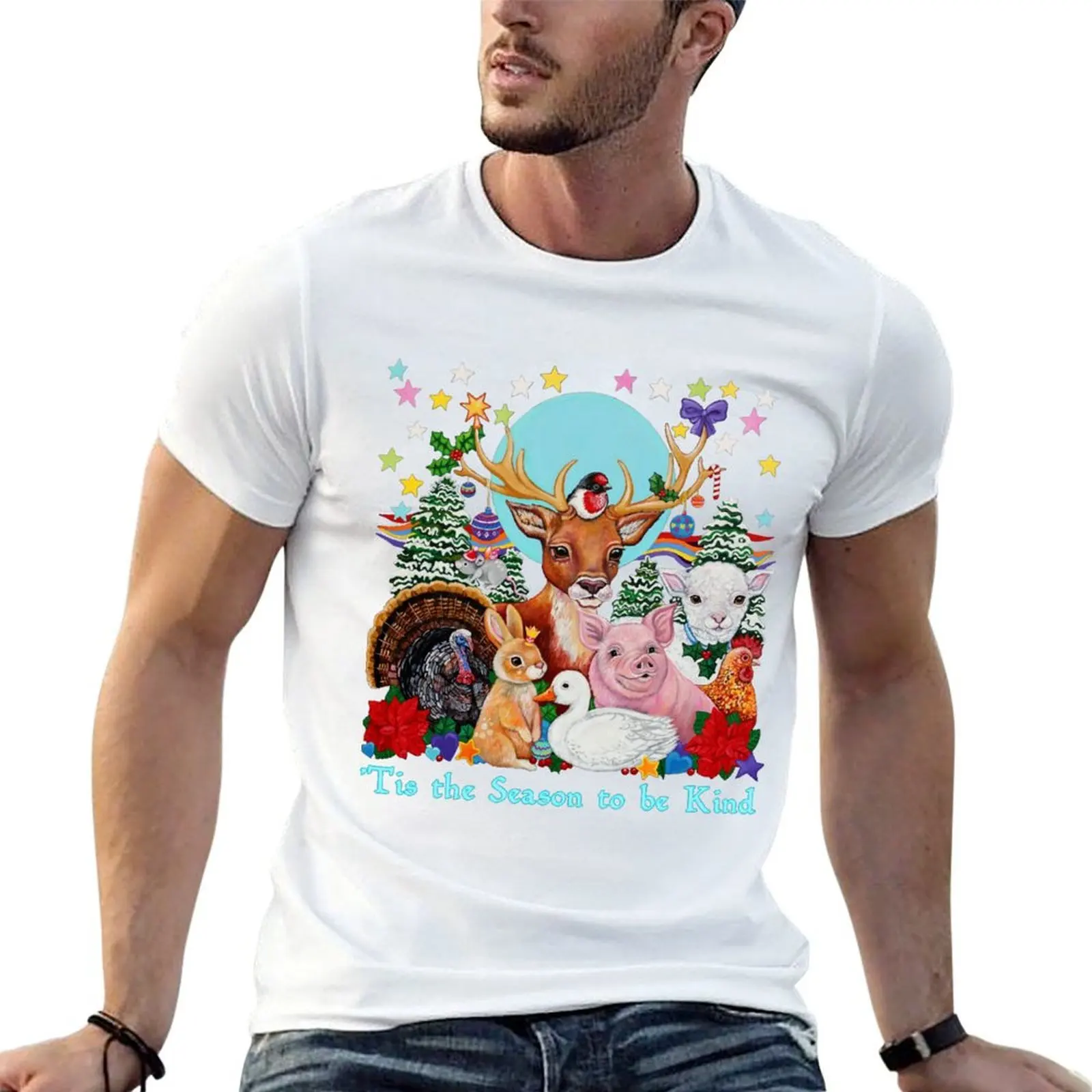 Tis the Season to be Kind - Christmas kindness message T-Shirt shirts graphic tee vintage clothes Men's cotton t-shirt