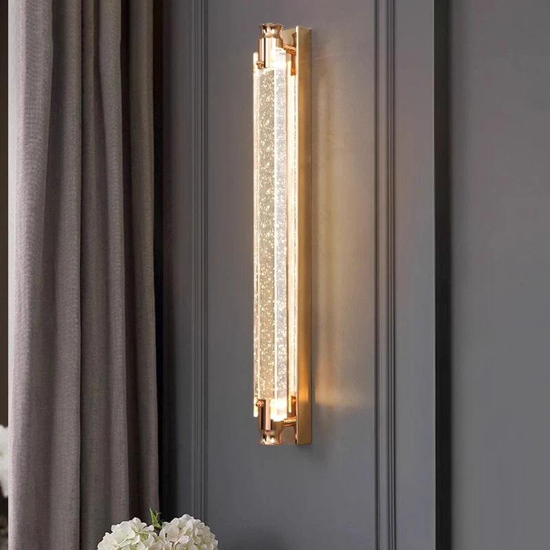 ما بعد الحداثة الفاخرة شريط طويل كريستال وحدة إضاءة LED جداريّة مصباح التصميم الداخلي ديكور صالون غرفة نوم الممر الممر تركيبات الإضاءة السرير