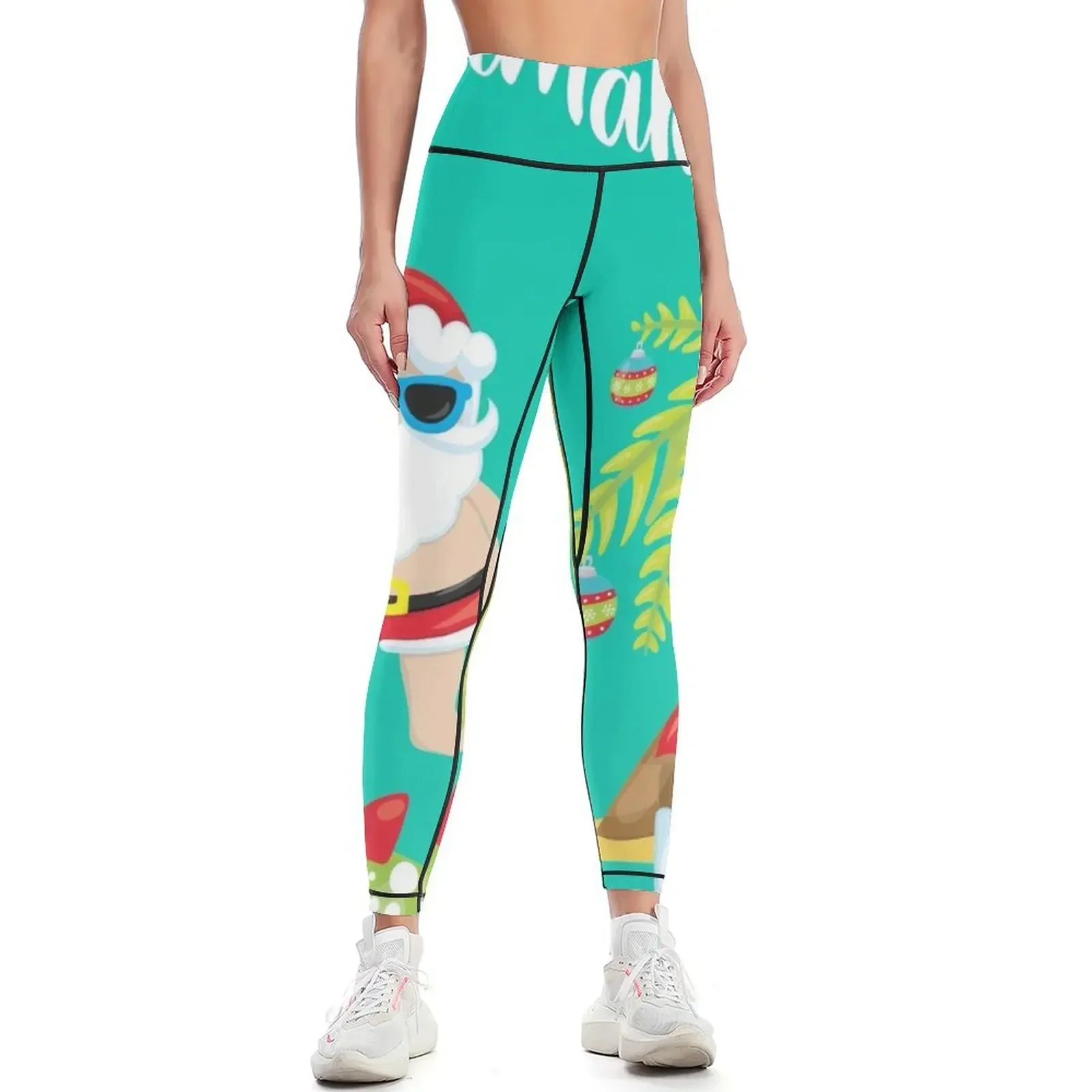 

Hawaiian Christmas. Santa Claus. Mele Kalikimaka Leggings gym's sportswear sporty woman gym Legging sport Womens Leggings