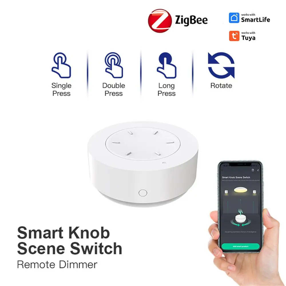 

Zigbee Tuya Smart Knob Button Scenario Panel Switch Wireless Random Sticker Smart Home Dimming Scene Switch Need Zigbee Hub