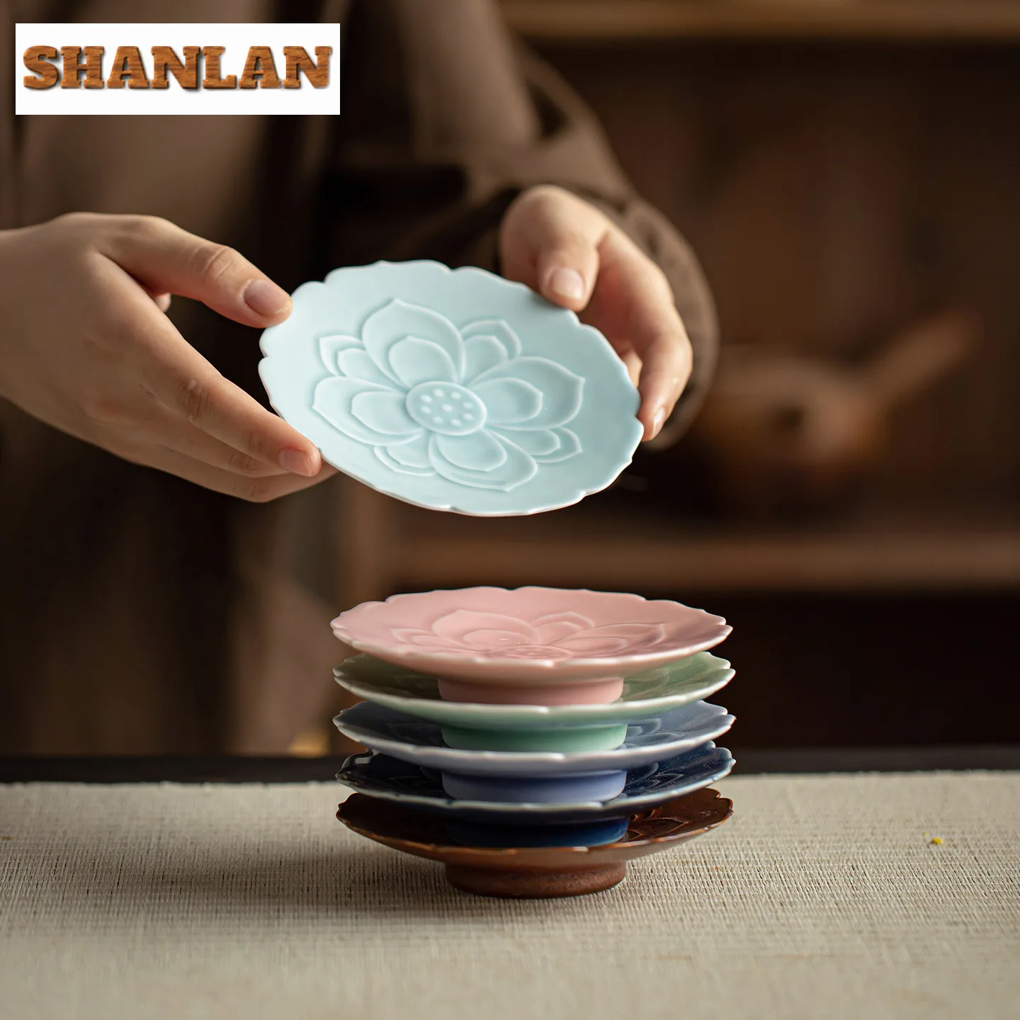 

Керамическая тарелка для фруктов в форме лотоса, бутиковая кондитерская тарелка, брелок, тарелка с фруктами, домашняя тарелка для совместного использования, чайный набор, аксессуары, подарок