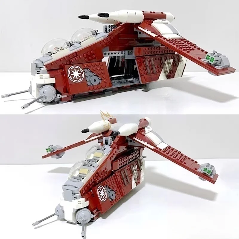

New MOC Red Battle Spaceship Vehicle Model Home Ornament Building Blocks Holiday Gift