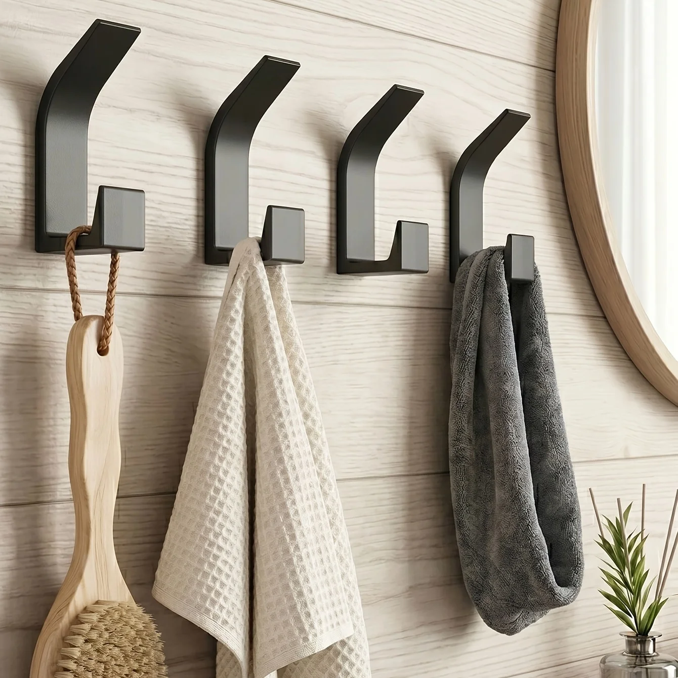 3/5 Pack Heavy Duty Self Adhesive Wall Hooks Drill Free Waterproof Plastic Hooks for Coats Towels Bathrobes Bathroom Bedroom