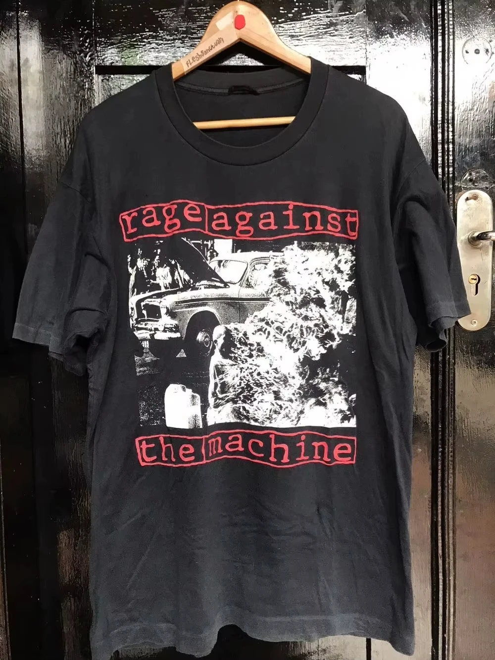 Camiseta unisex negra de manga corta de la banda Rage Against The Machine, camiseta informal negra con cuello redondo y corte holgado para hombre