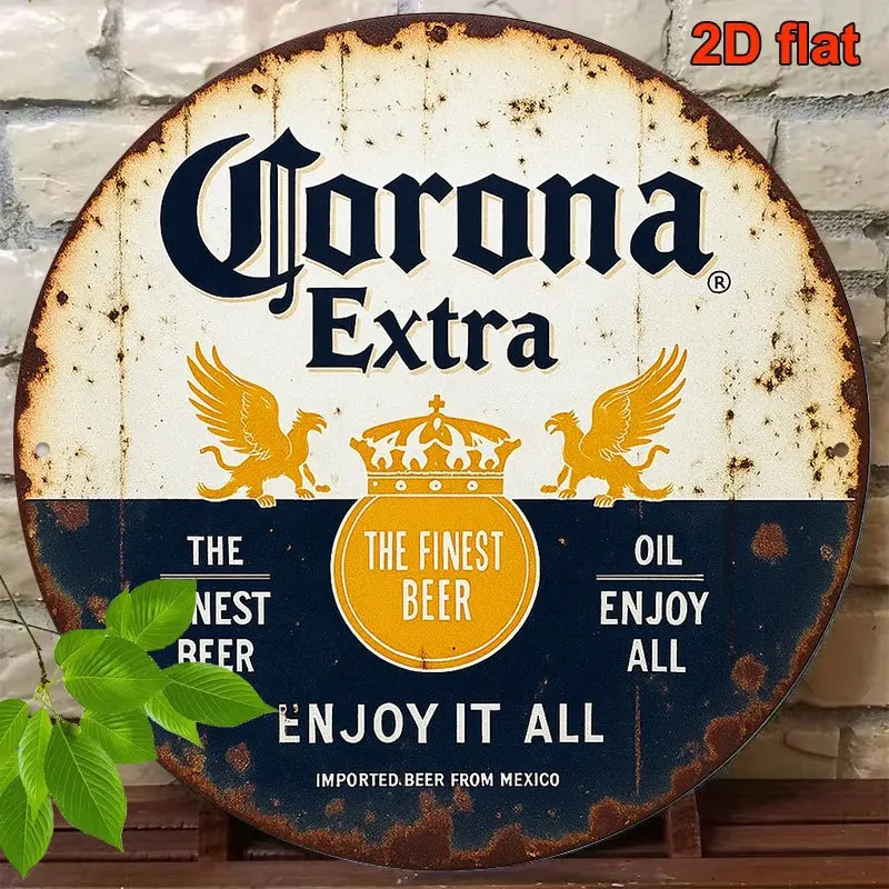 8Inch Retro Wooden Round 2D Corona Extra Aluminum Discs Decorative Beer Sign Bars Restaurants And Cafes Hanging Artwork Gifts