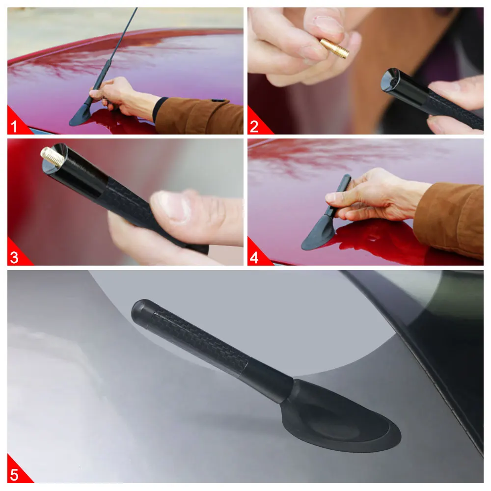 For Ford Fiesta mk6 mk5 mk8 mk4 mk7 Accessories 8/12cm Carbon Fiber Auto Roof Short Antenna Car FM Radio Antenna Aerial Radio