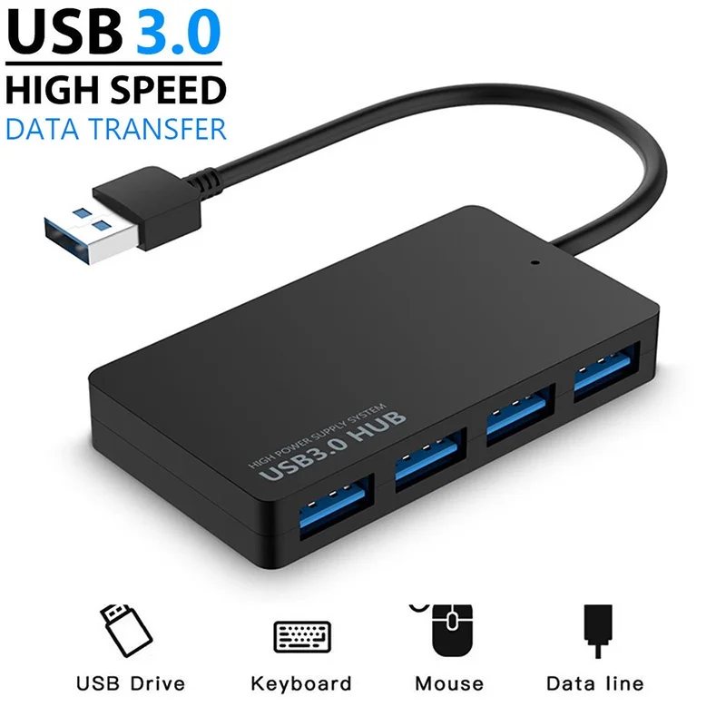 

Концентратор USB 3.0 Высокоскоростной 4-портовый концентратор-адаптер Кабель для передачи данных Разветвитель Поддержка нескольких систем Адаптер Plug and Play Multi USB