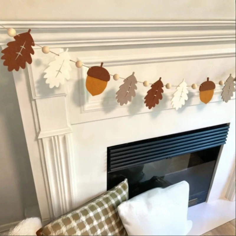 Thanksgiving Seasonal Home Decoration Home Decor Items Halloween Party Fireplace Mantle Wall Decoration Bead Felt Decor Gift