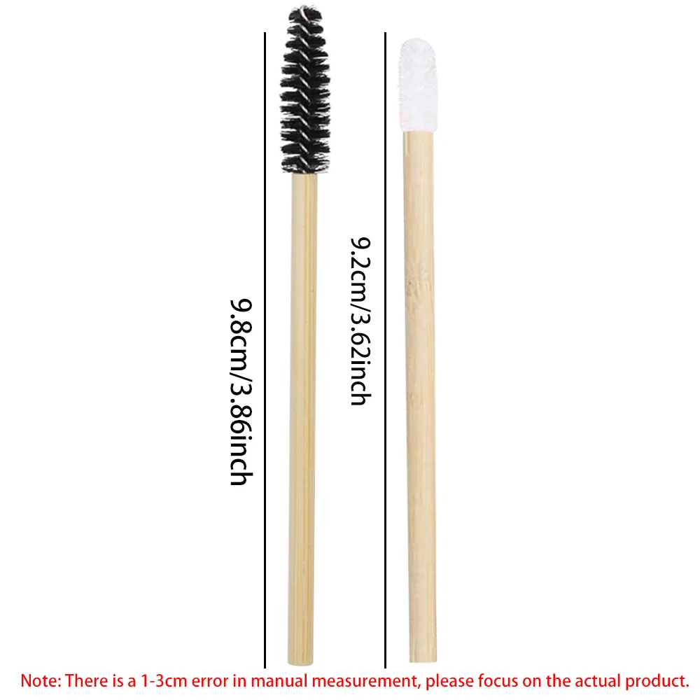 Conjunto de pincéis labiais descartáveis, 50/100 peças, cabo de bambu, pincel para cílios, batom, brilho, varinha, aplicador, ferramenta de maquiagem, aplicador de cílios
