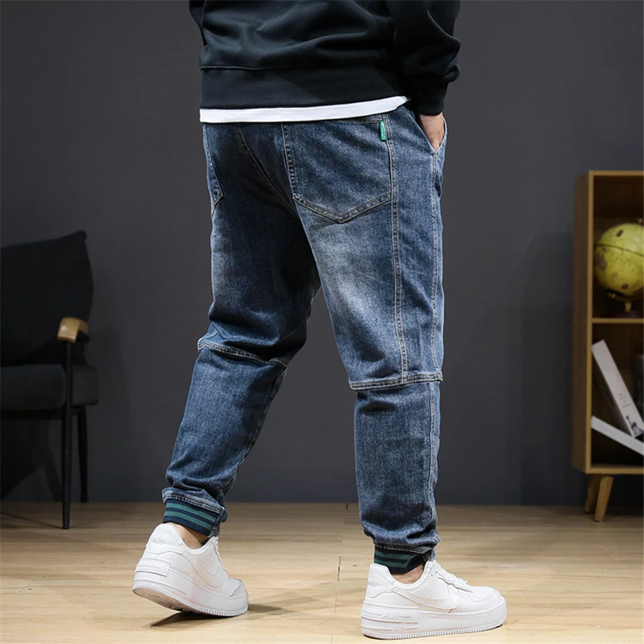 8XL Plus Size Jeans Men Baggy Denim Pants Fashion Casual Embroidery Design Stretch Waist Jeans Big Size 8XL