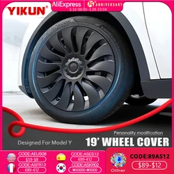 YIKUN 4PC Wheel Cover for Tesla Model Y 19 Inch Performance Replacement Hub cap Full Rim Cover Car Accessories 2020-2024 2023