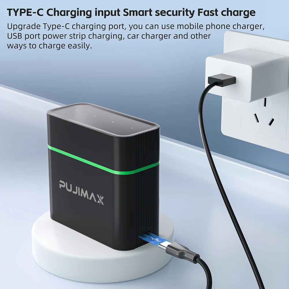 Pujimax 4-Slot Smart Rechargeable Battery Charger Set