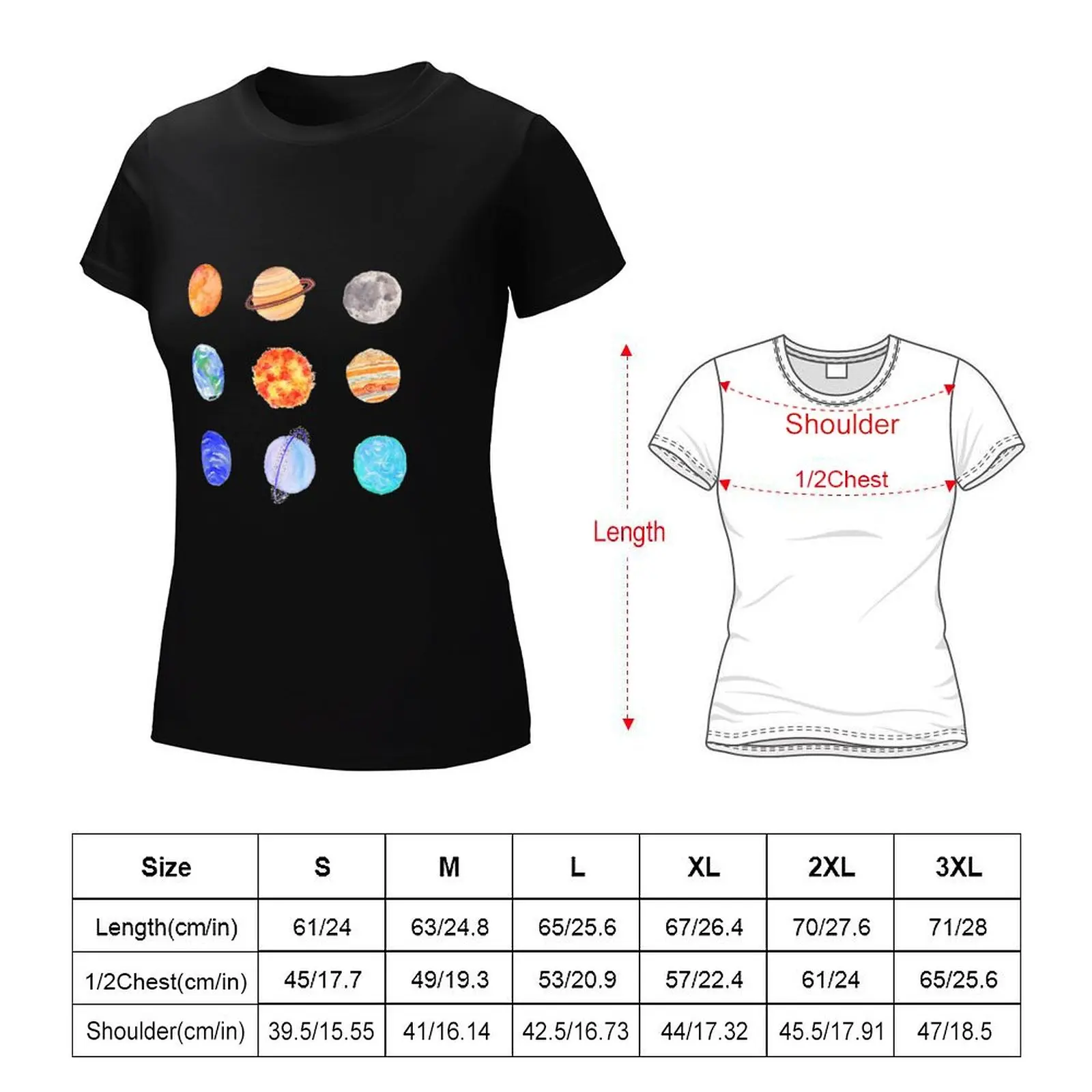 planets T-Shirt aesthetic clothes graphics Aesthetic clothing quick-drying t-shirts for Women cotton