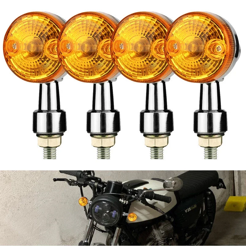 

4pcs Motorcycle Turn Signals Light Blinker Indicator Light Chrome Amber Universal Motorcycle Accessories LED Indicators Light ﻿