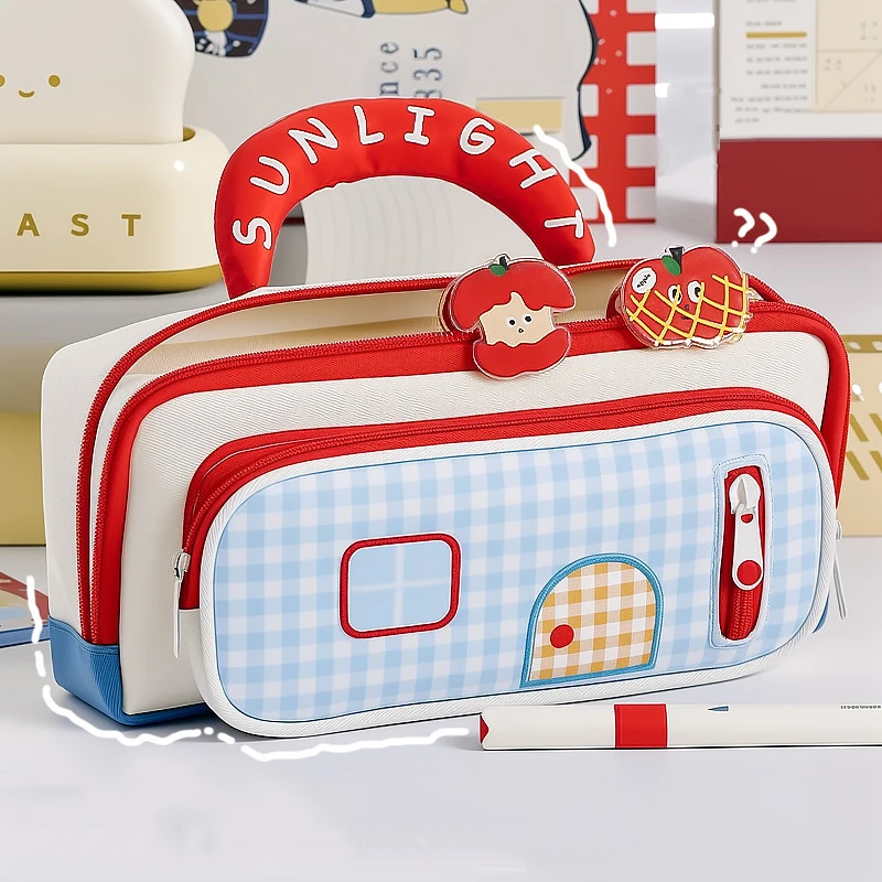 

3-слойный портативный пенал большой емкости, пенал для дома, дизайн, высокий внешний вид, сумка для ручек, школьные принадлежности для студентов, дома