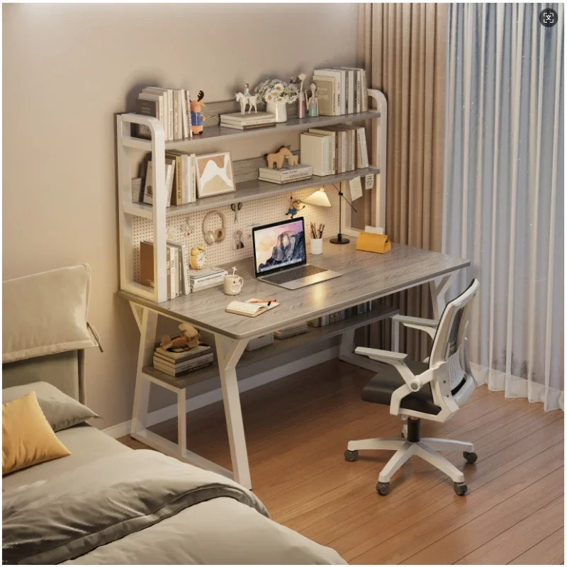 مكتب كمبيوتر، مكتب صغير، طاولة دراسة منزلية، غرفة نوم، مكتب كتابة للطلاب، رف كتب مرفق قابل للطي، مدمج لتوفير المساحة #1