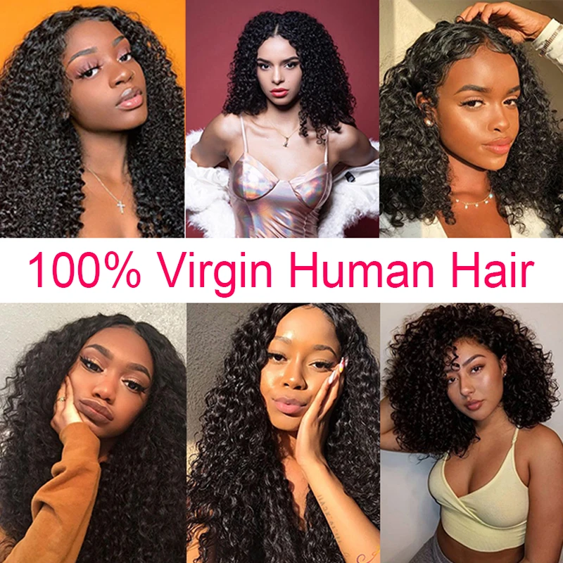 18-30 Inch Kinky Curly Human Hair Natural 100% Bundles Long Hair Raw Brazilian Braiding Extensions Water Deep Wave 45 55 65 75cm