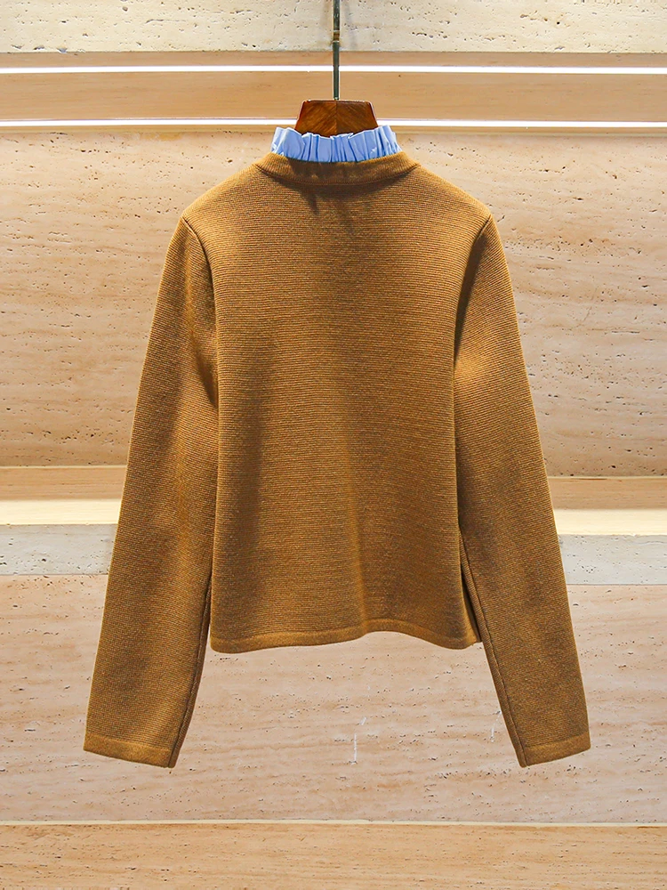 

AL3024 Luxury Knitted Cardigan Coat with Musoom Collar in Camere Sle ort Outerwear for Women Autumn New Arrival