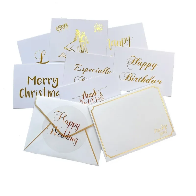 10set 10set White Greeting Card Message sales Decoration Wedding Bronzing Birthday Gift Box DIY Student Valentine\'s Day Envelope