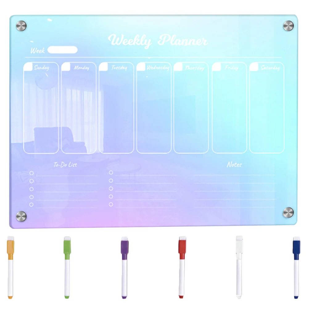 

1Set Magnetic Fridge Planner Board Dry Erase Weekly Schedule Writing Memo Reminders for Kitchen Clear Weekly Planner for Fridge