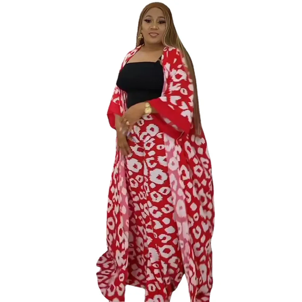 African Clothes Women3 Piece Set Women Tracksuit Summer Clothes Casual Party Long Dress Tops Wide Leg Pants Suits Outfits