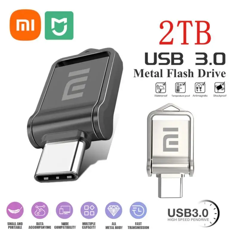 Xiaomi Mijia 2TB 1TB USB Flash Drive OTG 2-IN-1 USB 3.0 High Speed Pendrive 128GB USB Stick Flash Memory Stick 512GB Flash Disk