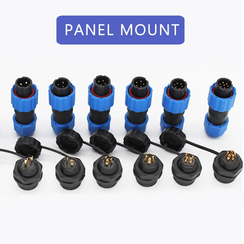 SP13 SP17 SP21 2/3/4/5/7/9PIN Panel Mount Aviation Waterproof Connectors Plug Socket IP68 Electrical Cable Wire Flange/Docking