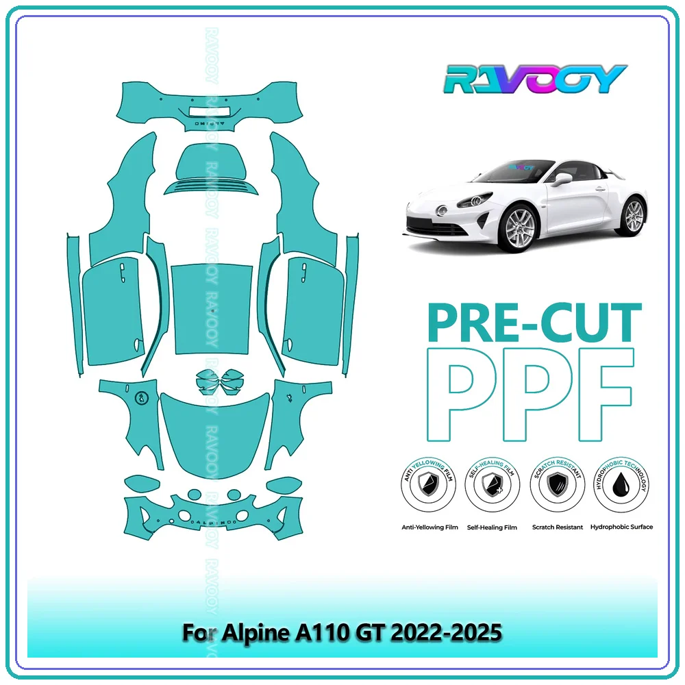 For Alpine A110 GT 2022-2025 Full Body 8.5Mil Pre-Cut Paint Protection Film PPF Clear Bra Kit | Clear/Matte/Black Finish Options