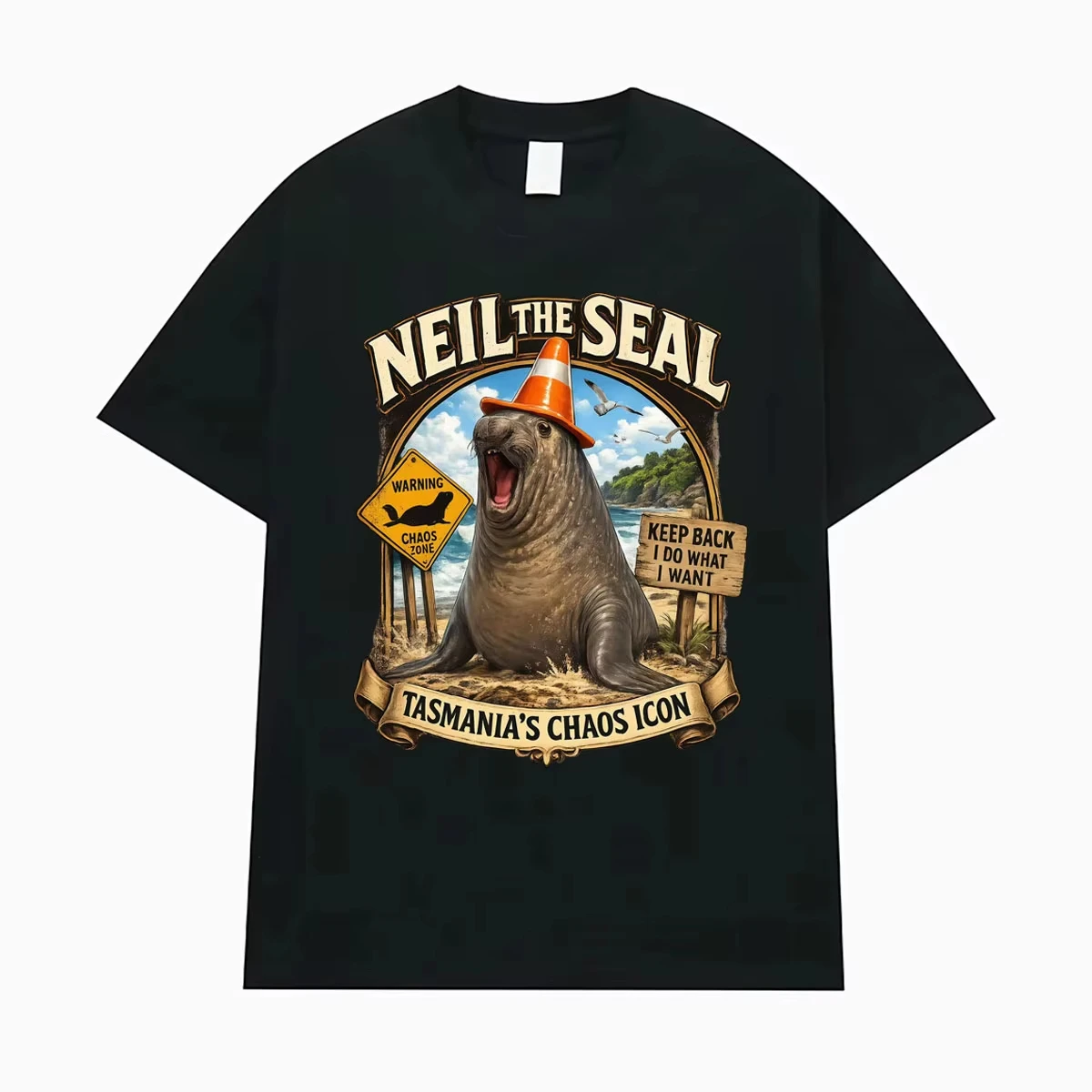Neil The Seal Tasmania's Chaos Icon Funny Viral Seal Meme T-shirt Unisex Fashion Humor Oversized T Shirts Men Summer Tops Tshirt
