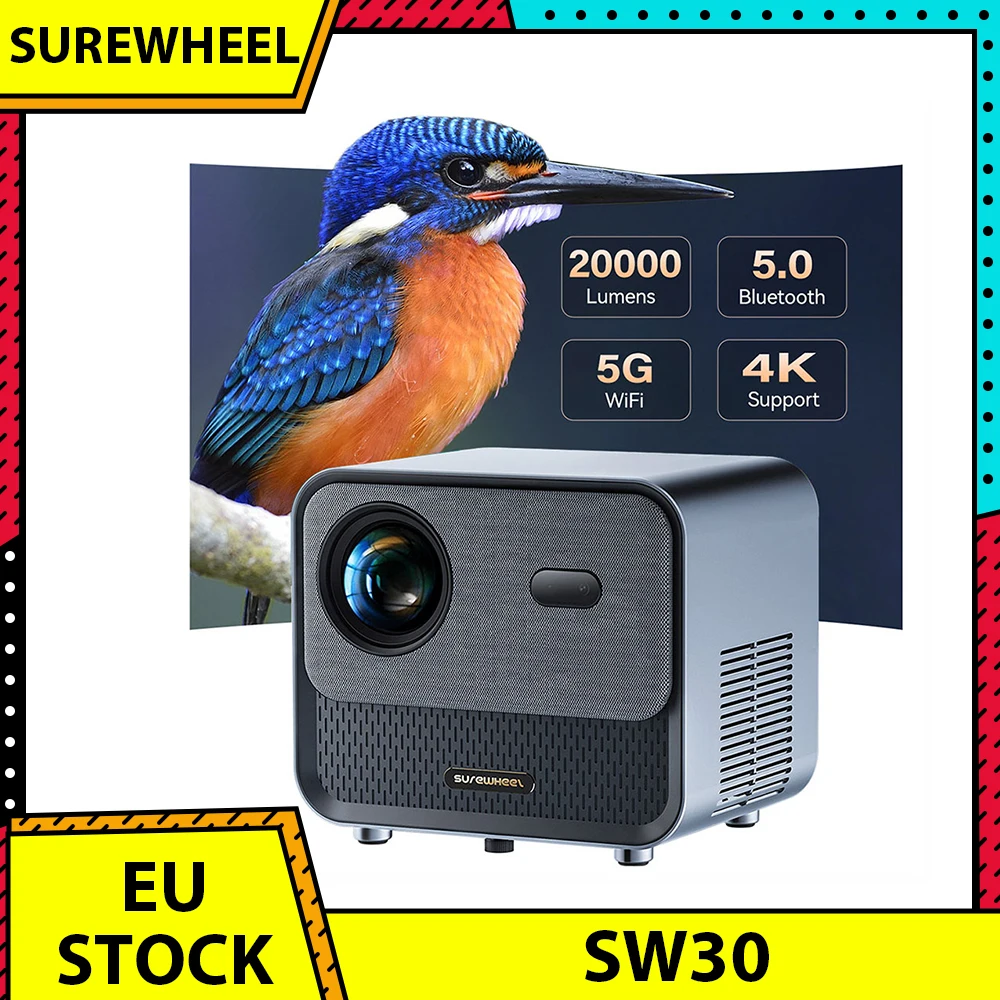 SUREWHEEL SW30 Projector Auto Focus Native 1080P 4K Support 220inch Display 5G WiFi & Bluetooth 5.0 12000 Lumens Smart TV System