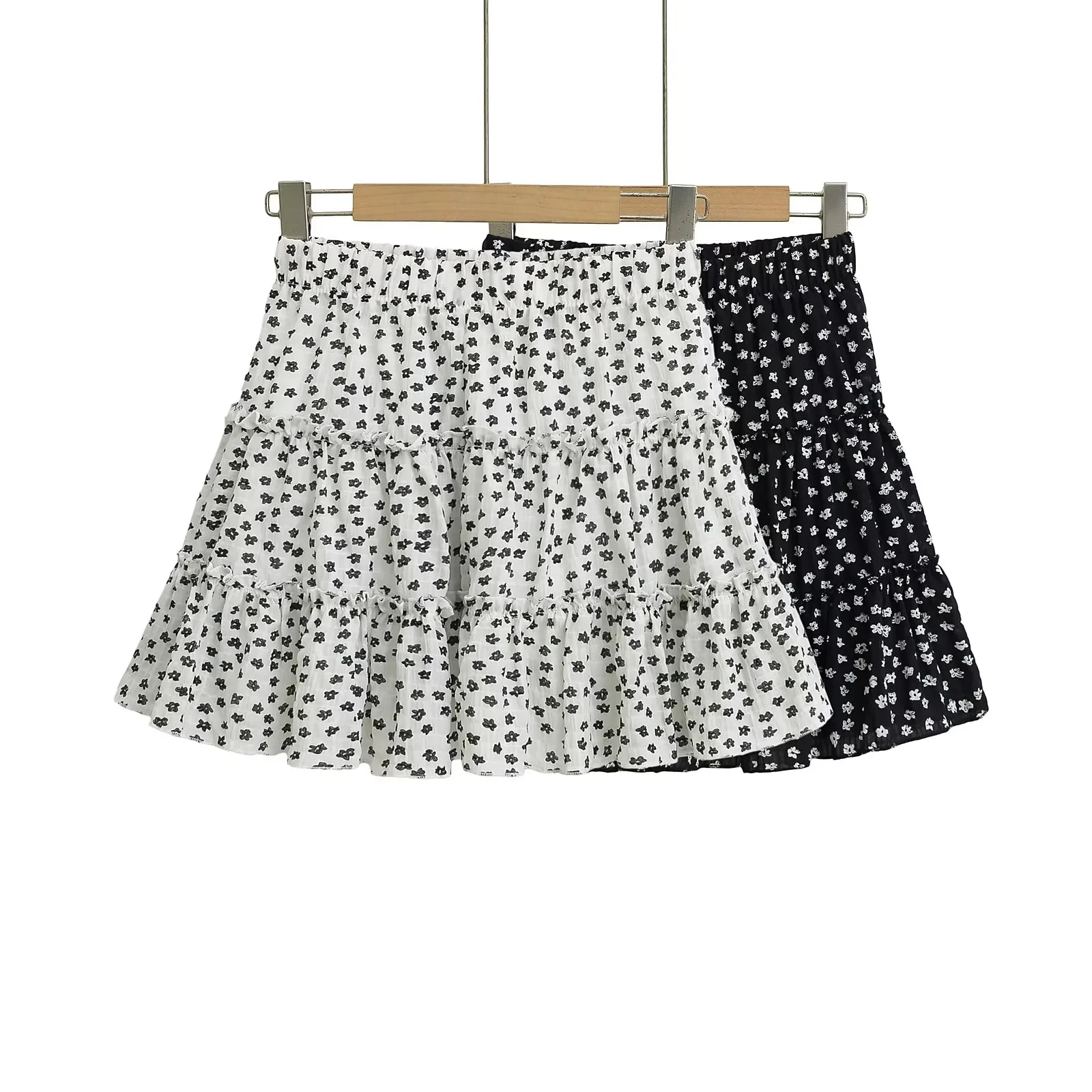 

Spicy Girl Floral Print f Skirt Women's ort Sle 2025 New Spring Summer Elastic High Waist Patchwork A-Line Skirt